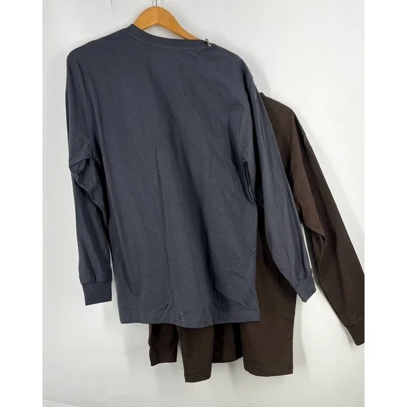 Dickies Mens 2 Pack Long Sleeve Pocket T-Shirt WL450 Brown Gray Medium NWT - Picture 2 of 13